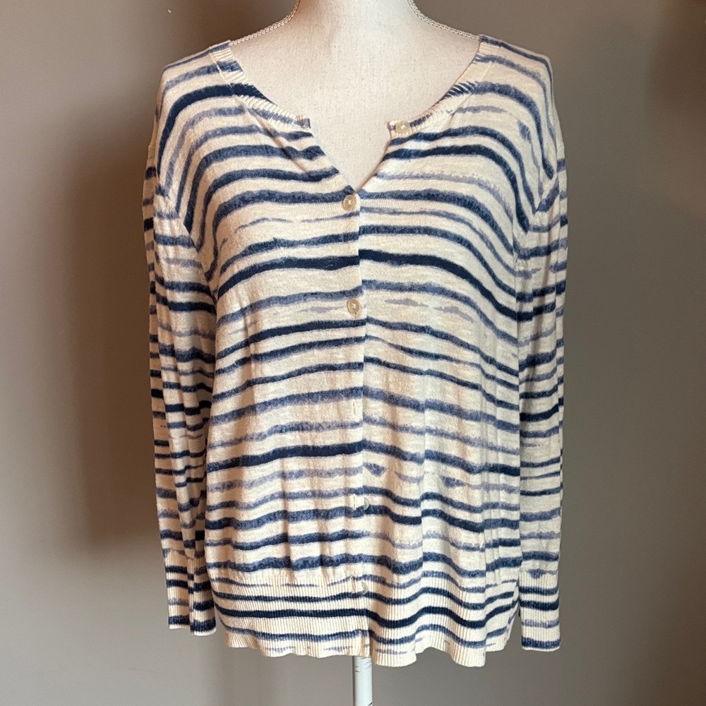 Striped Button-Up Sweater - Picture 2 of 6